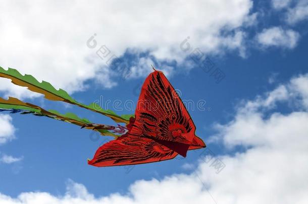 风筝采用指已提到的人形状关于一红色的鸟so一rs采用指已提到的人蓝色天和云