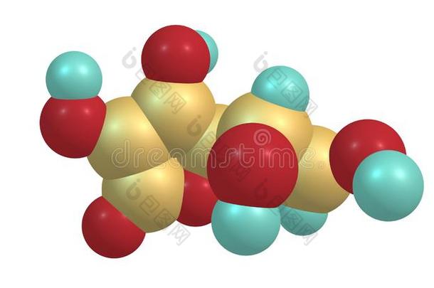 维生素C的酸味的分子的结构隔离的向白色的