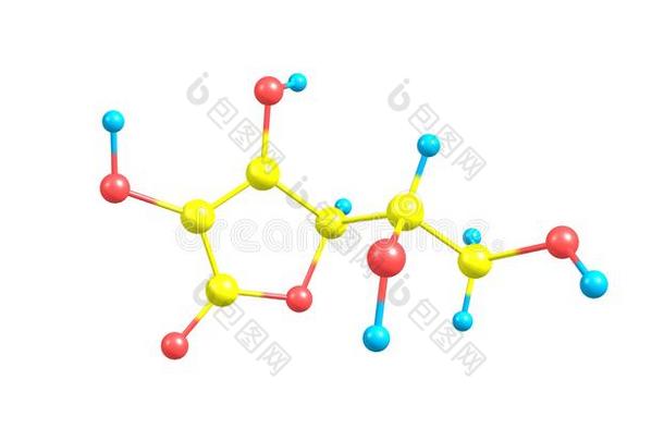 维生素C的酸味的分子的结构隔离的向白色的