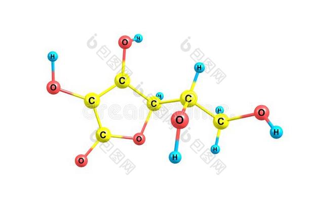 <strong>维生素</strong>C的酸味的分子的结构隔离的向白色的