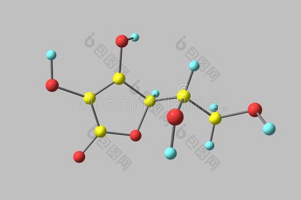 <strong>维生素</strong>C的酸味的分子的结构隔离的向灰色的