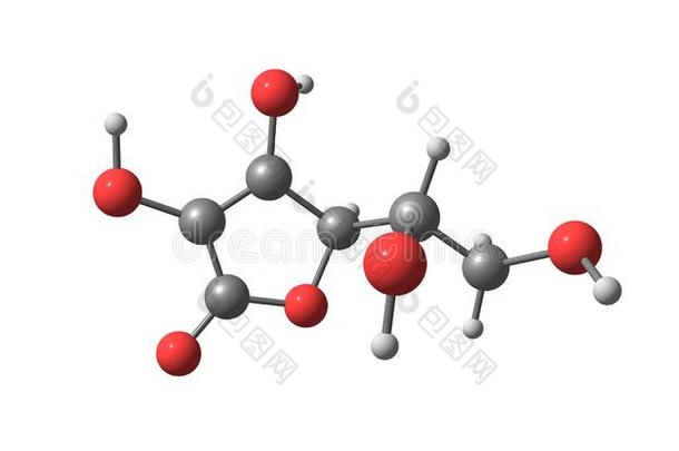 维生素C的酸味的分子的结构隔离的向白色的