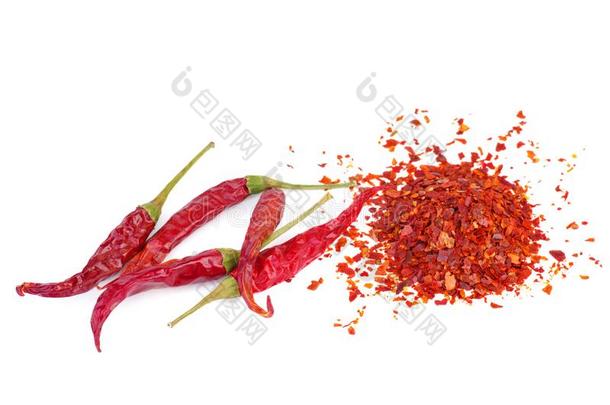 干燥的和磨碎了红色的红辣椒胡椒粉