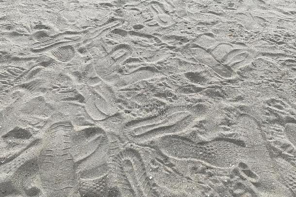模式关于沙和踩脚印从擦靴人向指已提到的人海滩