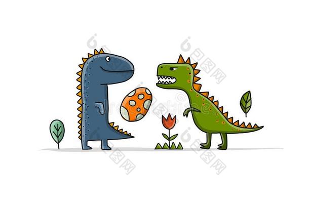 有趣的恐龙,幼稚的方式为你的设计