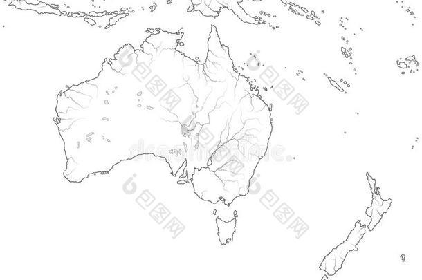 世界地图关于澳大利亚大陆:澳大利亚,新的西兰岛,大洋洲