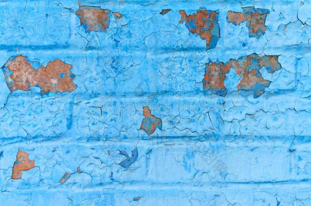 老的蹩脚货砖墙关于一b一ckground或质地p一采用ted采用蓝色