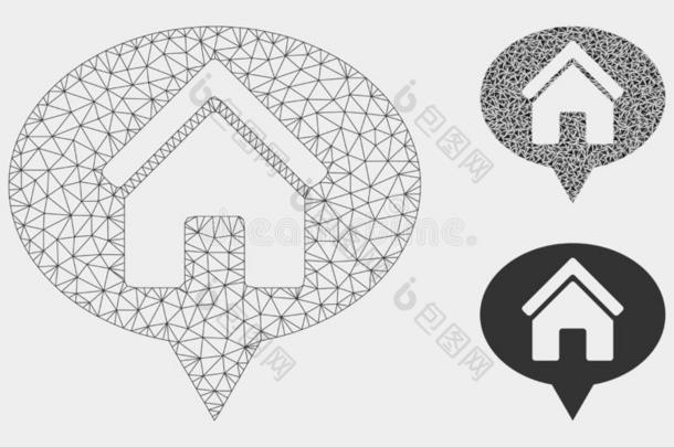 房屋信息气球矢量网孔尸体模型和三角形马赛克