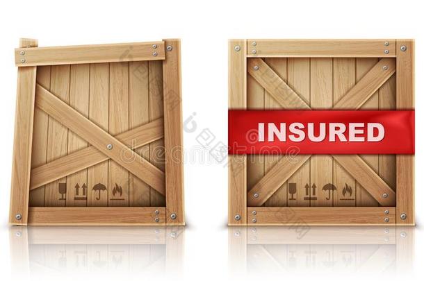 木制的盒,被损坏的和和保险矢量