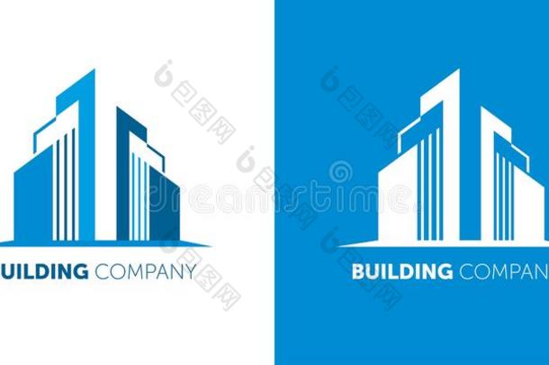 建筑物公司标识.现代的标识为真的财产公司和