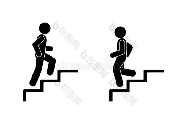 男人步态在上面和下指已提到的人楼梯,粘贴数字象形文字人
