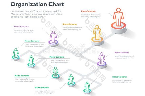现代的<strong>简单</strong>的<strong>公司</strong>组织分层图表样板和