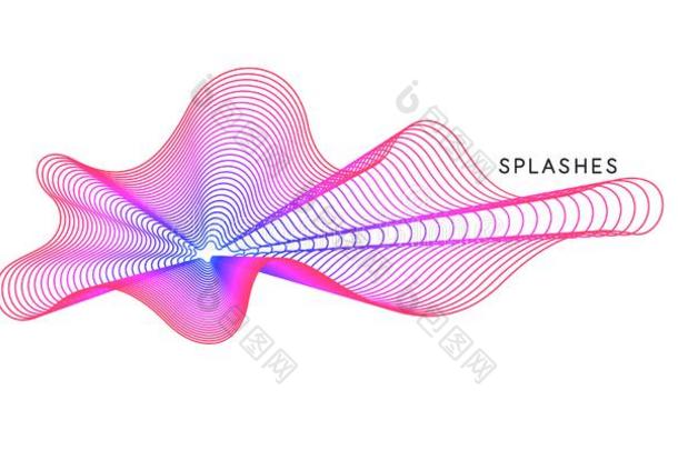 矢量抽象的背景和动态的波和台词.