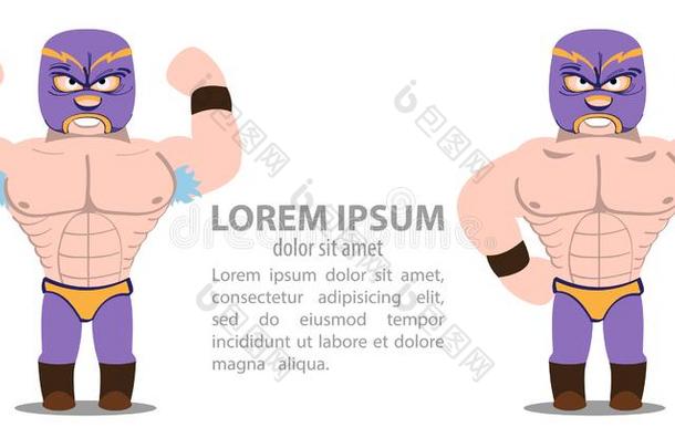 <strong>摔跤</strong>选手.两个运动员采用紫色的紧身衣和面具