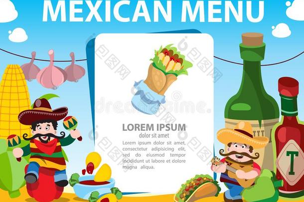 墨西哥人食物.菜单样板为饭店或咖啡馆和墨西哥人