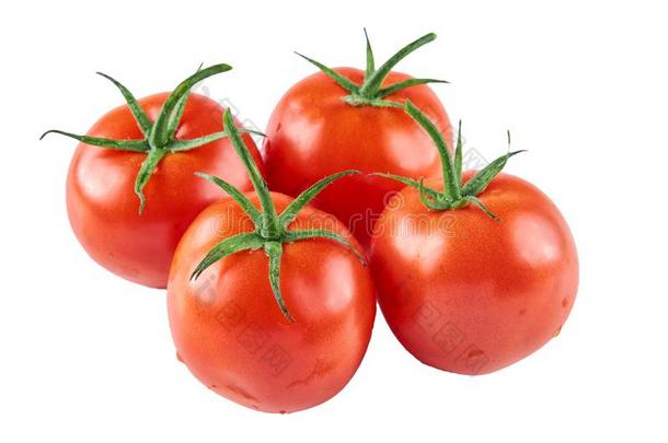 num.四新鲜的番茄隔离的向白色的背景.背景关于