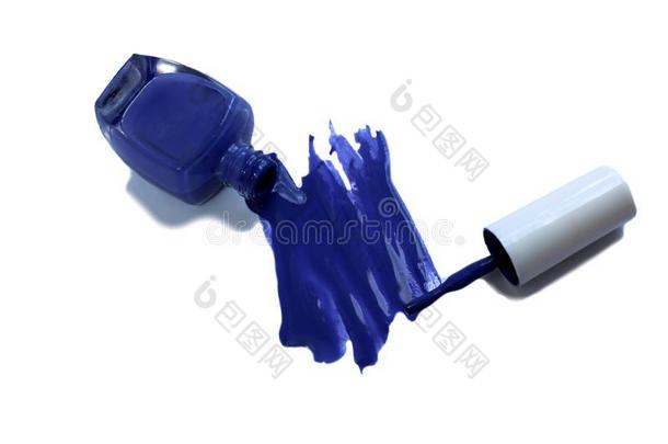 化妆品化妆瓶子,钉子擦光或修指甲设计采用蓝色