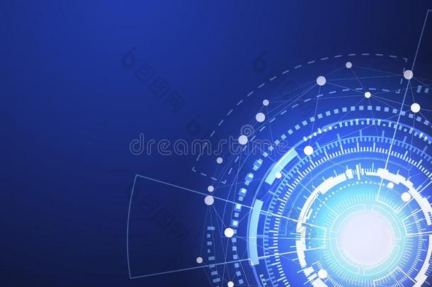蓝色科技圆和计算机科学抽象的背景