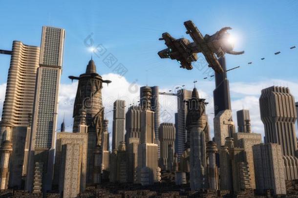 未来的城市和宇宙飞船