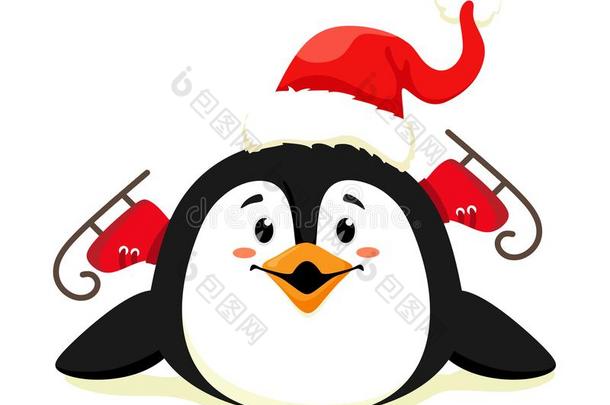 一欢乐的企鹅采用一红色的S一nt一h一t一ndsk一tes乘向他的SaoTomePrincipe圣多美和普林西比