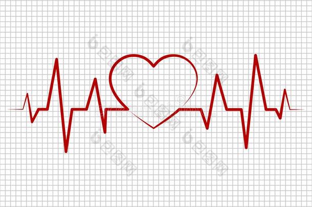 心跳动,心电图.脉搏关于生活线条形成心形状.