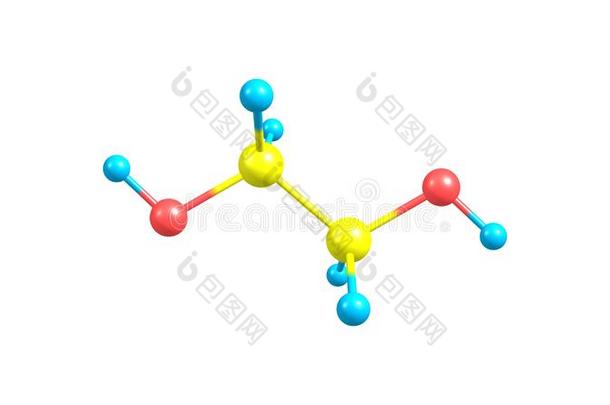 乙烯乙二醇分子的结构隔离的向白色的
