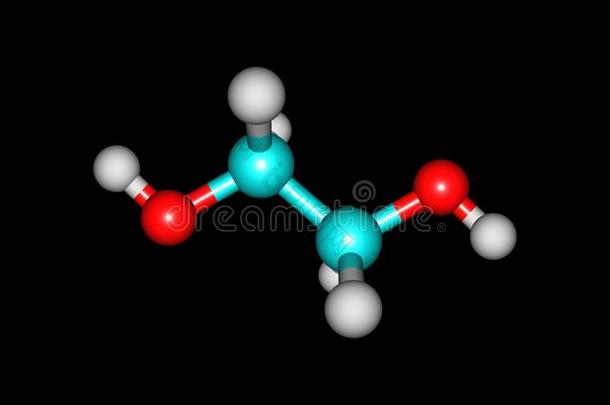 乙烯乙二醇分子的结构隔离的向黑的