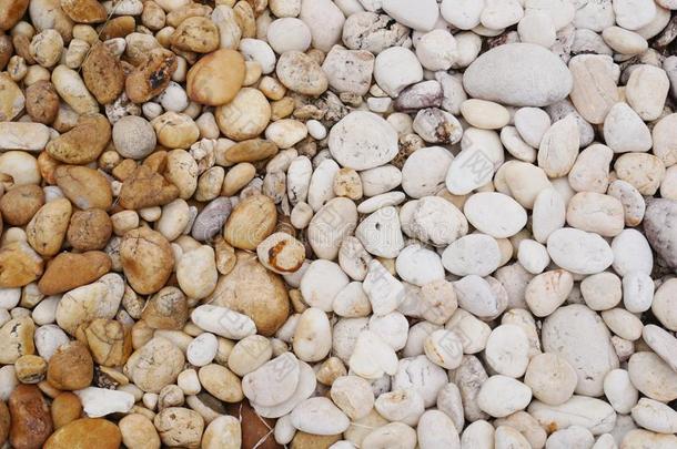 棕色的和<strong>白色</strong>的<strong>卵石</strong>海滩石头背景