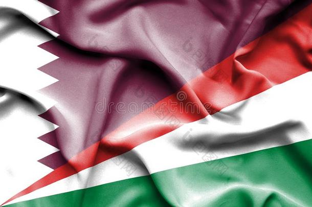 波浪状的旗关于塞舌尔和卡塔尔