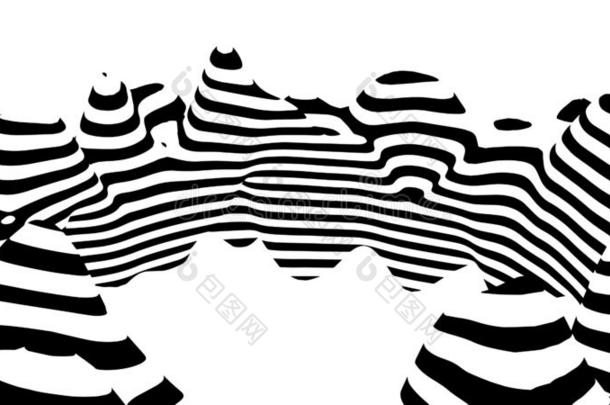 视觉的错觉波浪.抽象的3英语字母表中的第四个字母黑的an英语字母表中的第四个字母白色的错觉s.int.引人注意