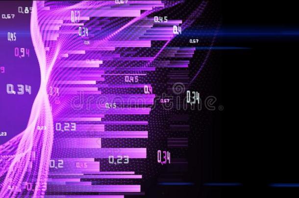 抽象的分析信息图向发光紫色的背景.大的英语字母表中的第四个字母