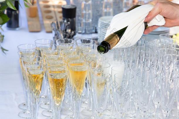 婚礼典礼采用指已提到的人公园玻璃关于香槟酒serve的过去式户外的wickets三柱门