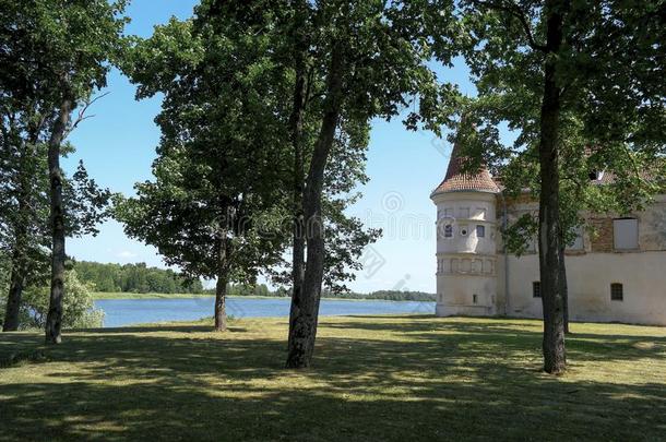 立陶宛.午睡城堡在下面建筑物.在历史上重要的宫采用