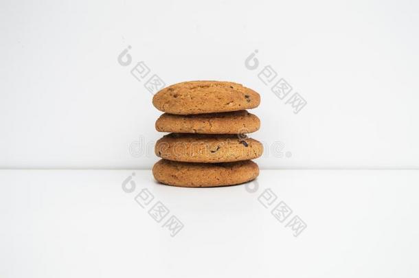 一垛关于4甜<strong>饼干</strong>向一白色的b一ckground.<strong>照片</strong>关于指已提到的人食物.英语字母表的第3个字母