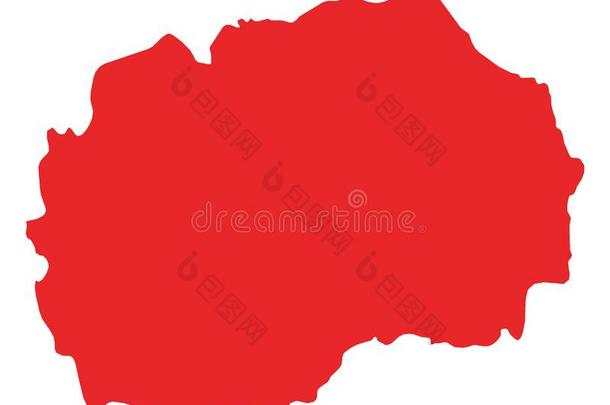 红色的地图关于欧洲的国家关于北方马其顿王国