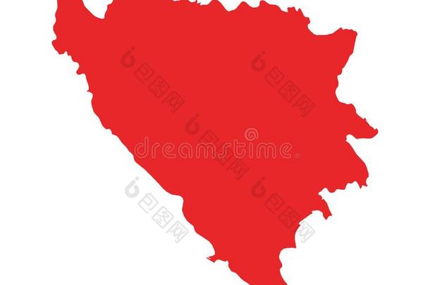 红色的地图关于欧洲的国家关于波斯尼亚和黑塞哥维那