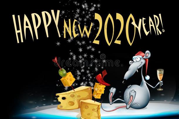 招呼卡片为2020.年关于指已提到的人大老鼠.幸福的新的年2020!旧姓的