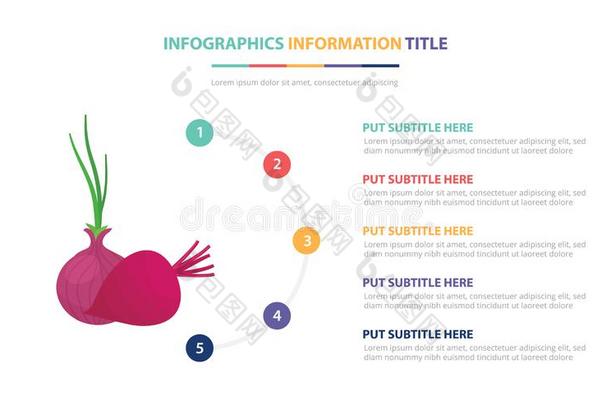 红色的洋葱信息图样板观念和num.五道岔清单和
