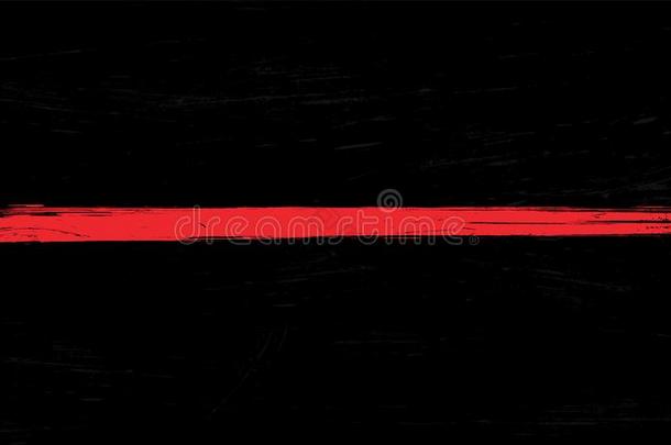 薄的红色的线条旗-一符号向尊敬一nd尊重消防队员