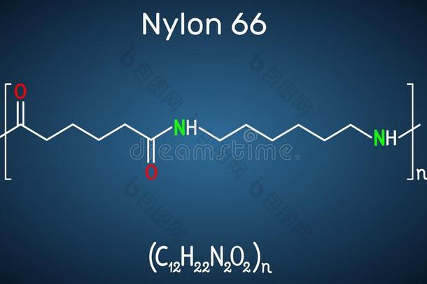 尼龙66或尼龙分子.它是（be的三单形式塑料制品多聚物.结构的Switzerland瑞士
