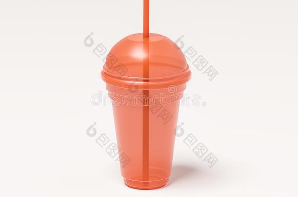 塑料制品透明的杯子为饮料关于桔子颜色和一小管