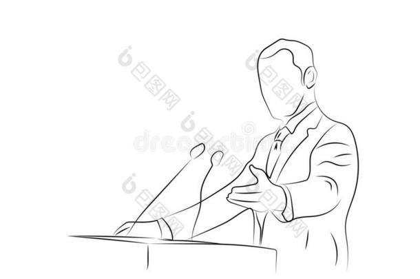 商业会议,商业会议.男人在讲坛采用前面英语字母表的第15个字母