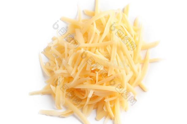 堆关于搓碎的美味的奶酪向白色的