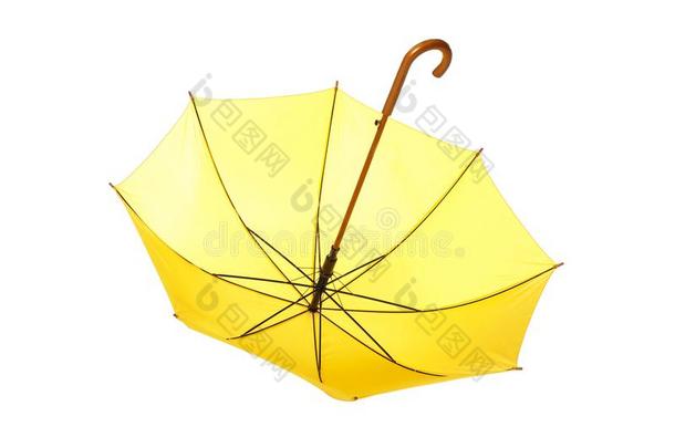 现代的断开的黄色的雨伞向白色的