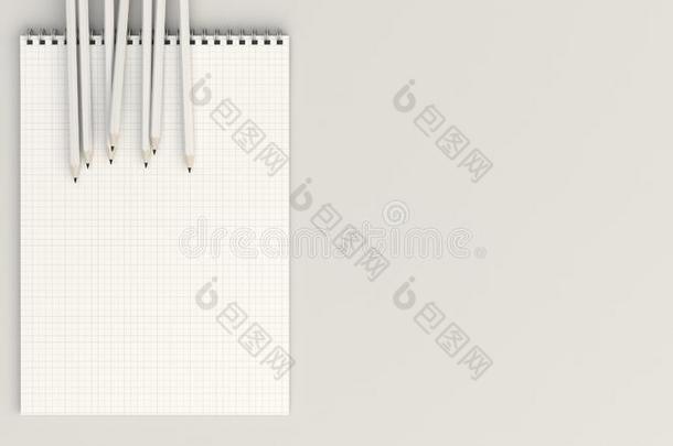 笔记簿和白色的铅笔