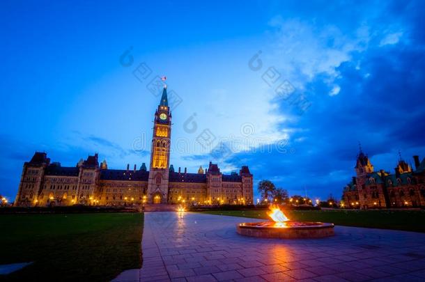 加拿大议会建筑物和一百<strong>周年</strong>火焰