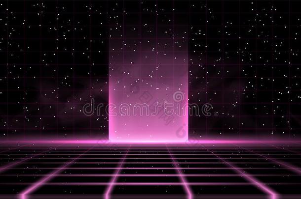 合成波蒸汽波微波炉粉红色的背景和伟大的发光采用