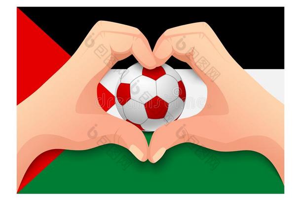 巴勒斯坦足球球和h和心形状