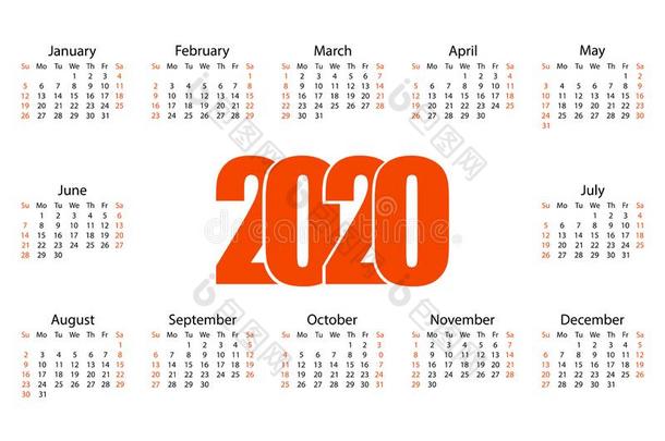 日历2020.撕裂-从落下日历.个人的组织者.白色的背