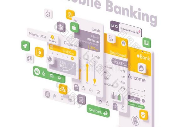 矢量可移动的互联网银行业务计算机应用程序观念